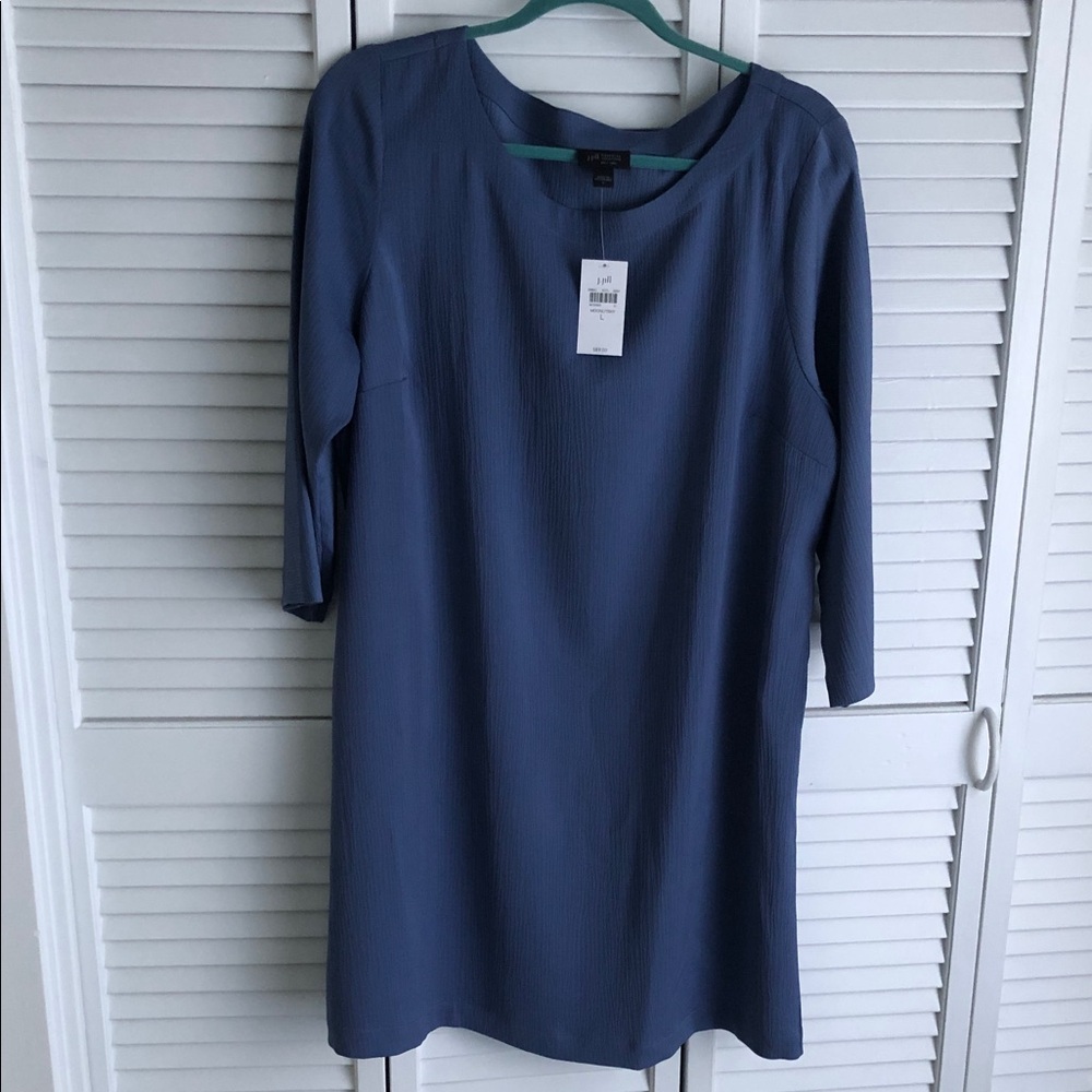 J. Jill Slate Blue Long Sleeve Shift Dress